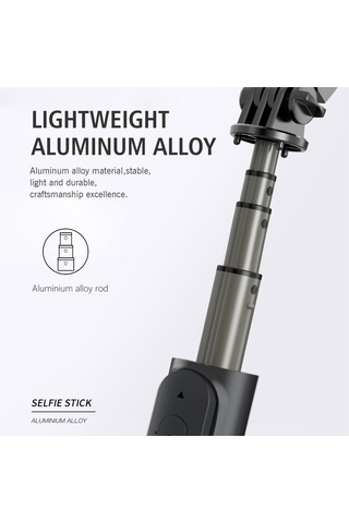 Kangvka Alüminyum Tripod Selfie Stick, Kablosuz Bluetooth, Işıklı 3000k-6500k , 5 Bölmeli Genişletilebilir, Dahili Kumanda, Taşınabilir Telefon Tutucu