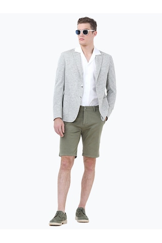 Kip Açık Haki Mikro Modern Fit Keten Karışımlı Ceket Çok Renkli
