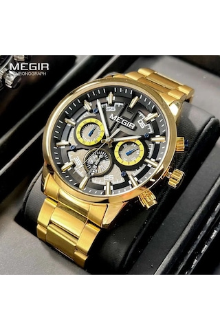 Megır 2220 Tüm Fonksiyonları Aktif Erkek Kol Saati Sarı