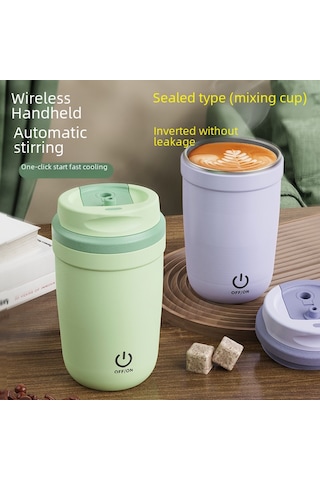 Reedark 316 Çelik İç Kabuklu Otomatik Karıştırıcı, Şarj Edilebilir, Taşınabilir, Çok Fonksiyonlu Kahve Bardak, 400ml Yeşil Sızdırmaz Kapaklı Yeşil