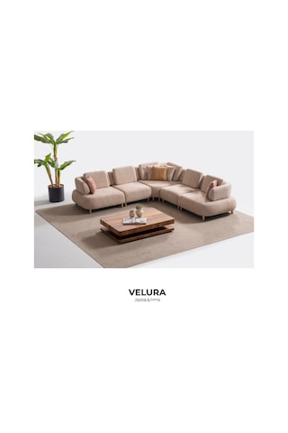 Balance Modüler Köşe Koltuk Takımı & Oturma Grubu Bej Ceviz