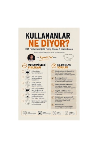 Gümüş 304 Paslanmaz Çelik Makarna Ve Sebze Yıkama Süzgeci 26,8 X 24 Cm Diğer