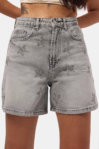 Itsbasic Kadın Füme T-4s6-12 Mom Relax Yıldız Detaylı Tasarım Denim Şort