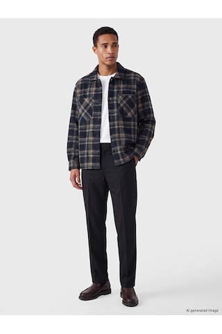 Lcw Vision Lacivert Regular Fit Ekose Erkek Gömlek Ceket