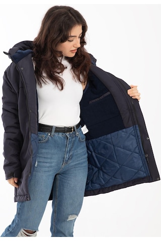 Spor Kadın Polarlı Su Ve Rüzgar Geçirmez Kapüşonlu Kışlık Mont & Kaban & Parka-201 Taş