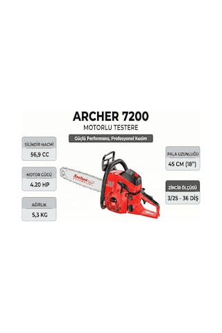 Motorlu Testere Archer 7200 3/25 36 Diş