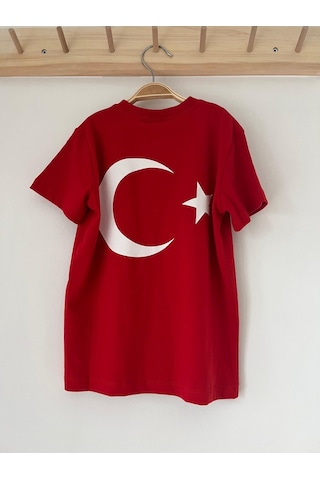 Key Kıds Kırmızı Beyaz Ay Yıldızlı Bayrak Temalı Tişört Çok Renkli