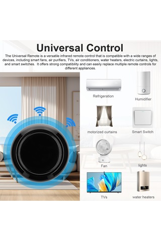 Geeroyoo Siyah Ev Akıllı Kontrolör: Sesli Komut, Isı-nem Sensörü, Ev Aletleri Uyumlu Wifi Infrared Kumanda