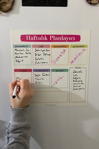 Haftalık Menü Planlayıcı Magnet Mıknatıslı Yazı Tahtası Buzdolabı (538426067)