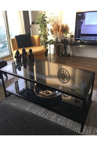 füme orta sehpa temperli Camlı 60*110