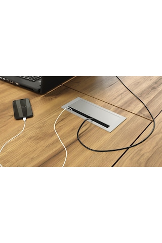 Metalline® Push-line Bas-Aç Masaüstü Priz Kutusu Usb - Natürel El