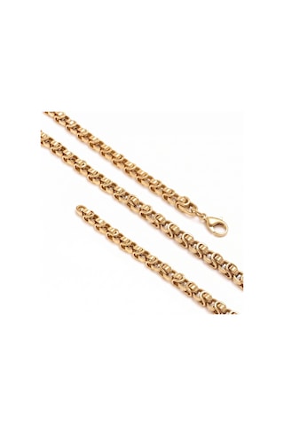Premium Parlak Ve Şık Marin Zincir Erkek Çelik Kolye 5 Mm 55 Cm 3183eck010 - Gold Renk Altın