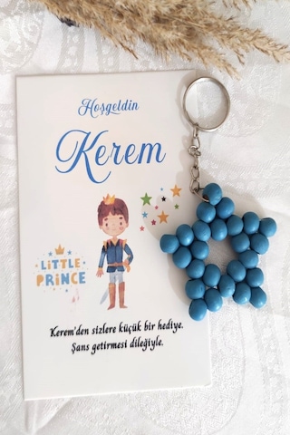 30 Adet Küçük Prens Kartlı Uzun Zincirli Yıldız Anahtarlık - Bebe