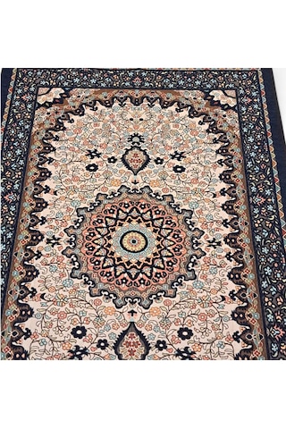 Osmanlı Desen İpeksi Dokuma Otantik Model Seccade Namazlık Lacivert