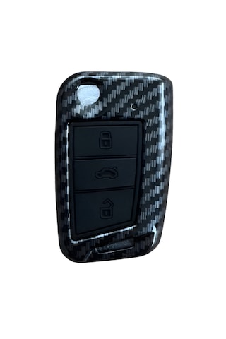 Autohan Keys Lüks Karbon Anahtar Koruma Kılıfı Volkswagen Golf 7, Golf 7.5, Tiguan, Polo, T-roc, T-cross İçin, Karbon