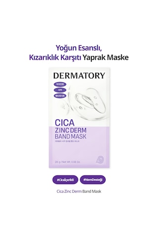 Cica İçerikli, Yoğun Esanslı, Kızarıklık Karşıtı Yaprak Maske Dermatory Cica Zinc Derm Band Mask