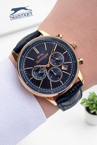 Slazenger Erkek Deri Kordon Bileklik Hediyeli 2 Yıl Garantili Suya Dayanıklı Kol Saati Vs.blkt.0969 Rose Gold