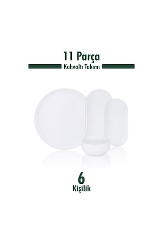 Bambum Vera - 11 Parça Kahvaltı Takımı Yuvarlak Beyaz