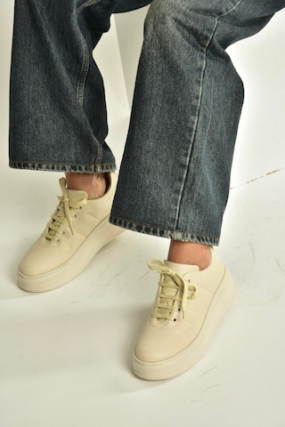 Fox Shoes T274148309 Bej Kalın Tabanlı Bağcıklı Spor Ayakkabı Sneakers Bej