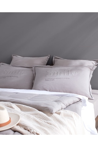 Madame Coco Bobigny Tek Kişilik Pamuklu Supersoft Comforter Set - Açık Gri 8684427049716 Gri