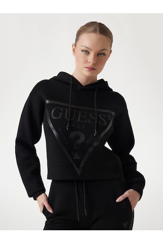 Guess New Alisa Kadın Aktif Scuba Kadın Sweatshirt V2yq08k7uw2 Siyah
