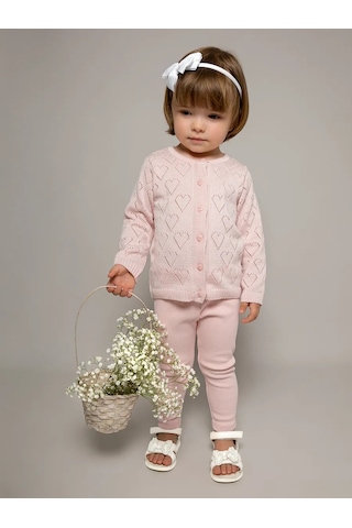 Leo Kız Çocuklar İçin Örgü Ceket Kazak 70317884 Pembe