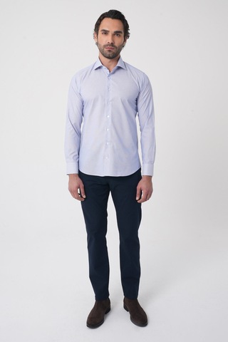 Bisse Erkek Regular Fit Uzun Kollu İtalyan Yaka Mavi Gömlek Gmkls252006 E35 Mavi