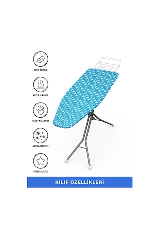 Magic Lady Retro Model 122x45 Cm Mavi Yıldız Desenli Keçeli Ütü Masası Kılıfı