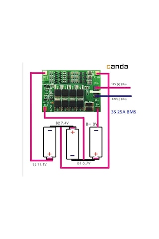 Pilfener Micron 3S 25A 12V Balans Bms Lipo 18650 Lityum Pil Şarj Devresi