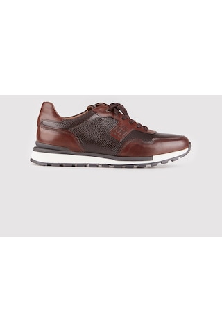 Hakiki Deri Kahverengi Bağcıklı Erkek Spor Ayakkabı-Kahverengi (521650623) Kahverengi