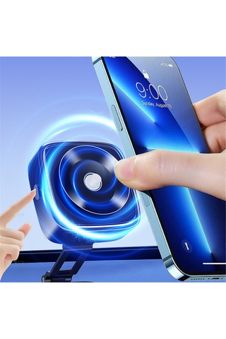Gajeena Magsafe Uyumlu Metal Araç Telefon Tutucu - 360 Döner, Katlanabilir, Elektrikli Süspansiyon, Tüm Telefonlara Uygun Siyah