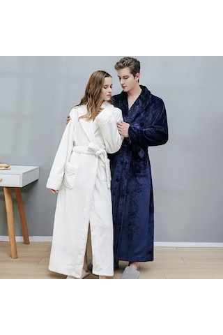 Kadın Sonbahar Ve Kış Sıcak Uzun Mercan Kadife Kalın Çift Banyo Çok Renkli