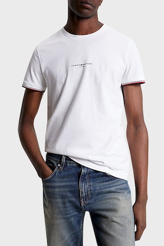 Tommy Hilfiger Sıfır Yaka T-shirt Regular Fit Siyah Beyaz