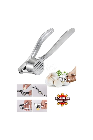 Nishev Paslanmaz Çelik Sarımsak Ezici Universal Hazneli Pratik Sarımsak Ezeceği Gümüş