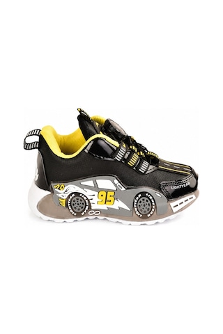 Mini Bonito Çocuk Spor Ayakkabı Mekanizmalı Çevirmeli Bağcıklı Günlük Kullanım Sneaker Siyah/sarı