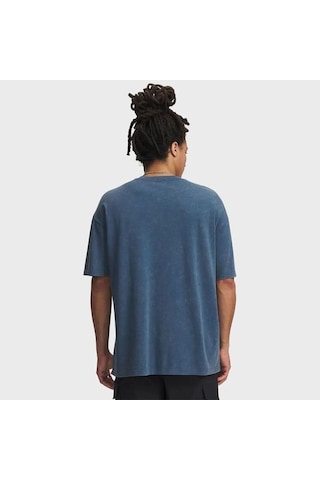 Under Armour Heavyweight Oversized Logo Wash Erkek Mavi Polo Yaka Tişört