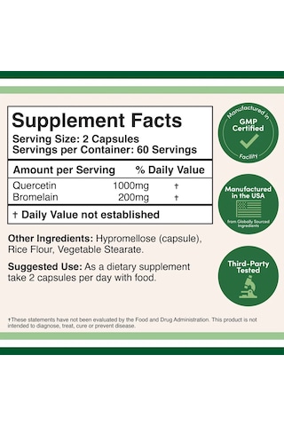 Quercetin With Bromelain 1200 Mg 120 Capsul