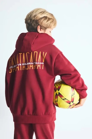 Defacto Galatasaray Kapüşonlu Fermuarlı Cepli Sweatshirt Basic Hırka Erkek Çocuk I6635a826wnrd119 Kırmızı-rd119