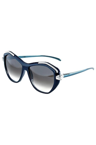 Cartier Panthere De Cartier Cat Eye Mavi Gri Degrade Kedi Gözü Güneş Gözlüğü T8201075 Gümüş - Mavi