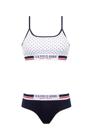 U.S. Polo Assn. Kadın Beyaz Puanlı Büstiyer Şort Takım 66252 Beyaz