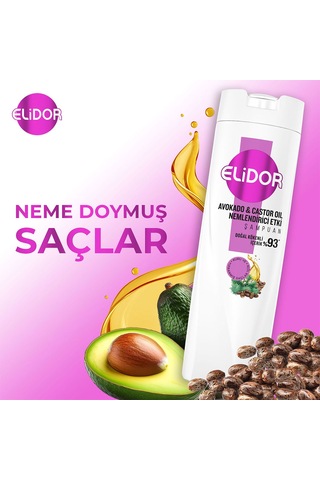 Elidor Avokado ve Castor Oil Nemlendirici Etki Şampuan 3 x 400 ML