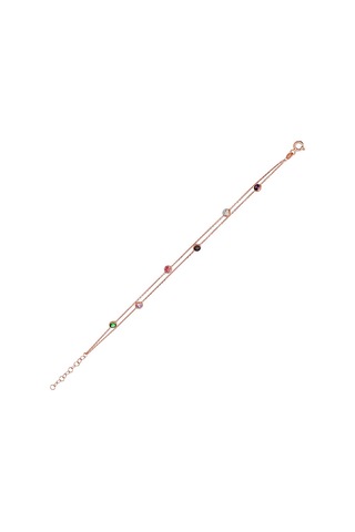 Renkli Taşlı Tasarım Kadın Gümüş Bileklik N11.35233