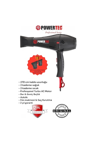 Powertec TR-701 Kuaför Tipi Profesyonel Fön Makinesi 2500 Performans