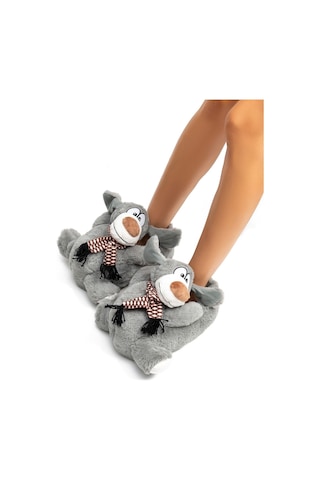 Twigy Yeye EE0547 Kadın Hayvanlı Panduf Gri 36/41 Gri