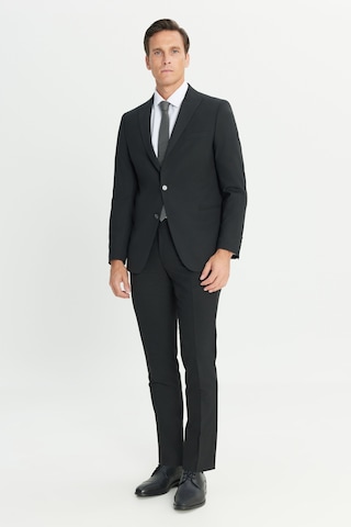AC&Co / Altınyıldız Classics Erkek Sıyah Su Geçirmez Ekstra Slim Fit Kırlangıç Yaka Yünlü Nano Takım Elbise Siyah