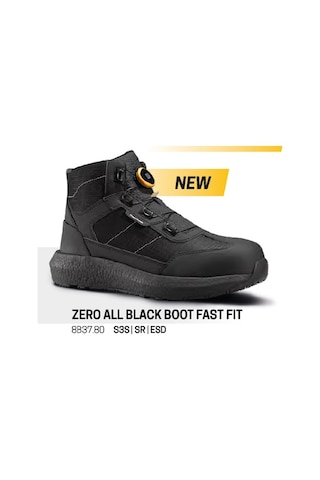 Toworkfor Zero All Black Fast Fit S3s Sr Esd Kompozit Burun İş Botu Siyah