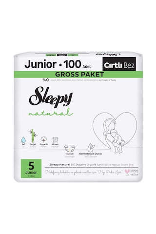 Sleepy Natural Gross Paket Bebek Bezi 5 Numara Junior 100 Adet