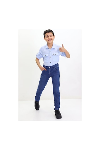 Gzt Tekstil Erkek Çocuk Pantalon Likralı Kot Jeans Pantolon 6-12 Yaş Koyu Mavi