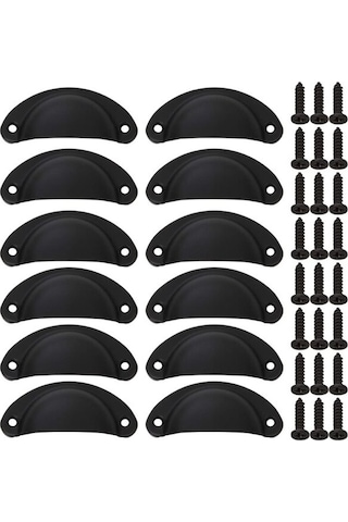 24 Adet Kabuk Dolap Düğmeleri, Vidalı Siyah Dolap Kulpu, Eski Demir Dolap Çekmece Kulpu, Mutfak Çekmecesi, Kapı