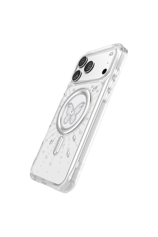 İphone 18 Pro Max Uyumlu Kılıf M-safe Şarj Özellikli Zore Paris Mova Sert Pc Kapak Şeffaf-beyaz Şeffaf - Beyaz